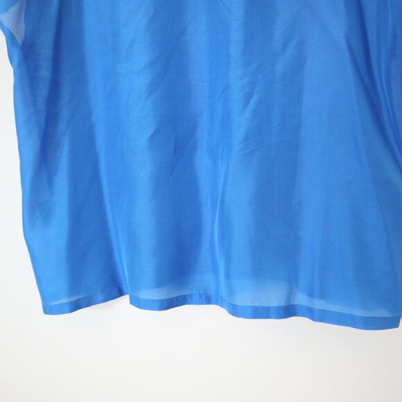 Eileen Fisher Size PS Silk Charmeuse Linen Knit Top Blue V Neck - Picture 12 of 12